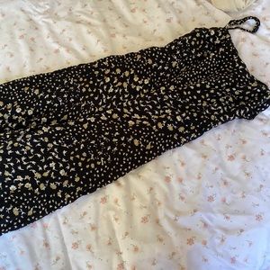 ☂ Black Romper with Gold Detailing and Open Back